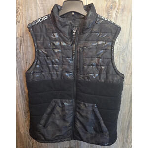 Marc ECKO Cut & Sew Puffer Vest Size XL Gray Black Camo Sleeveless Jacket rhino